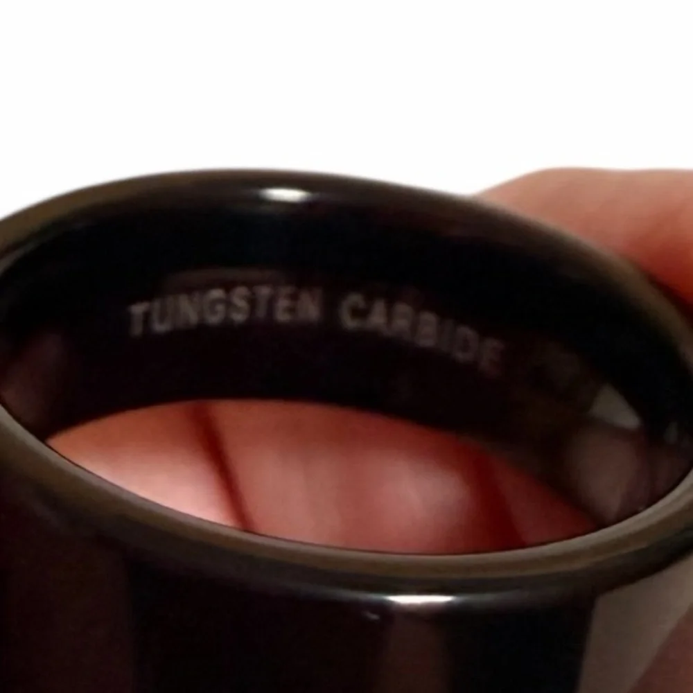 Black Tungsten Carbide Steel 6 mm Men’s or Women’s Unisex Wedding Band Ring